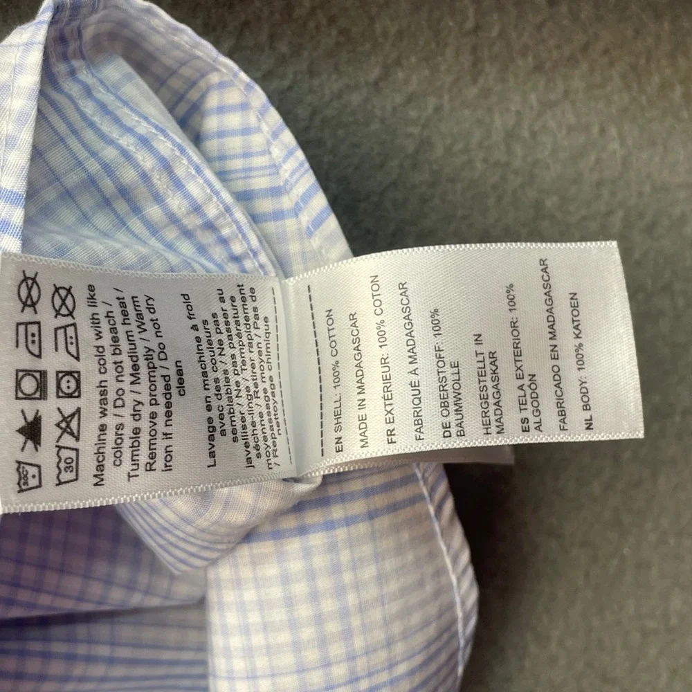 UNTUCKit Men Shirt XL Wilridge WF Blue Plaid Cotton Wrinkle Free Casual 40465‎